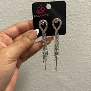 Paparazzi Silver Teardrop Tassel Earrings